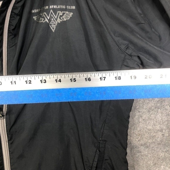Under Armour Jacket Sz Medium Windbreaker Semi Fitted Black Logo Washington - Picture 9 of 13